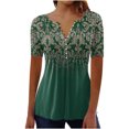 thumbnail image 1 of CEHVOM Femmes Mode Décontractée Imprimé Col Rond Ample Manches Courtes T-shirt Haut Blouse Chandail Liquidation, 1 of 5