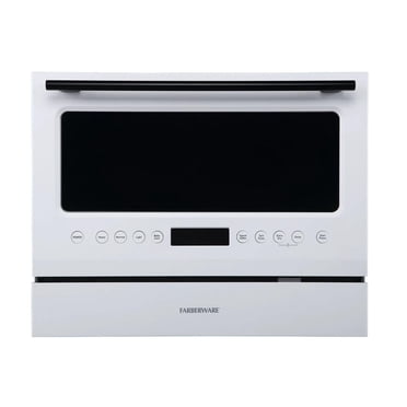 Farberware Professional 6 Piece Countertop Dishwasher, Glass Door, White