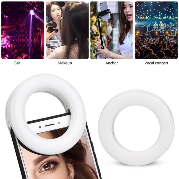 Selfie Ring Light, Portable Dimmable Rechargeable 40 LED Circle Ring Fill Light Beauty Ringlight With 3 Light Modes For Live Stream Makeup Photography Vlogging Video