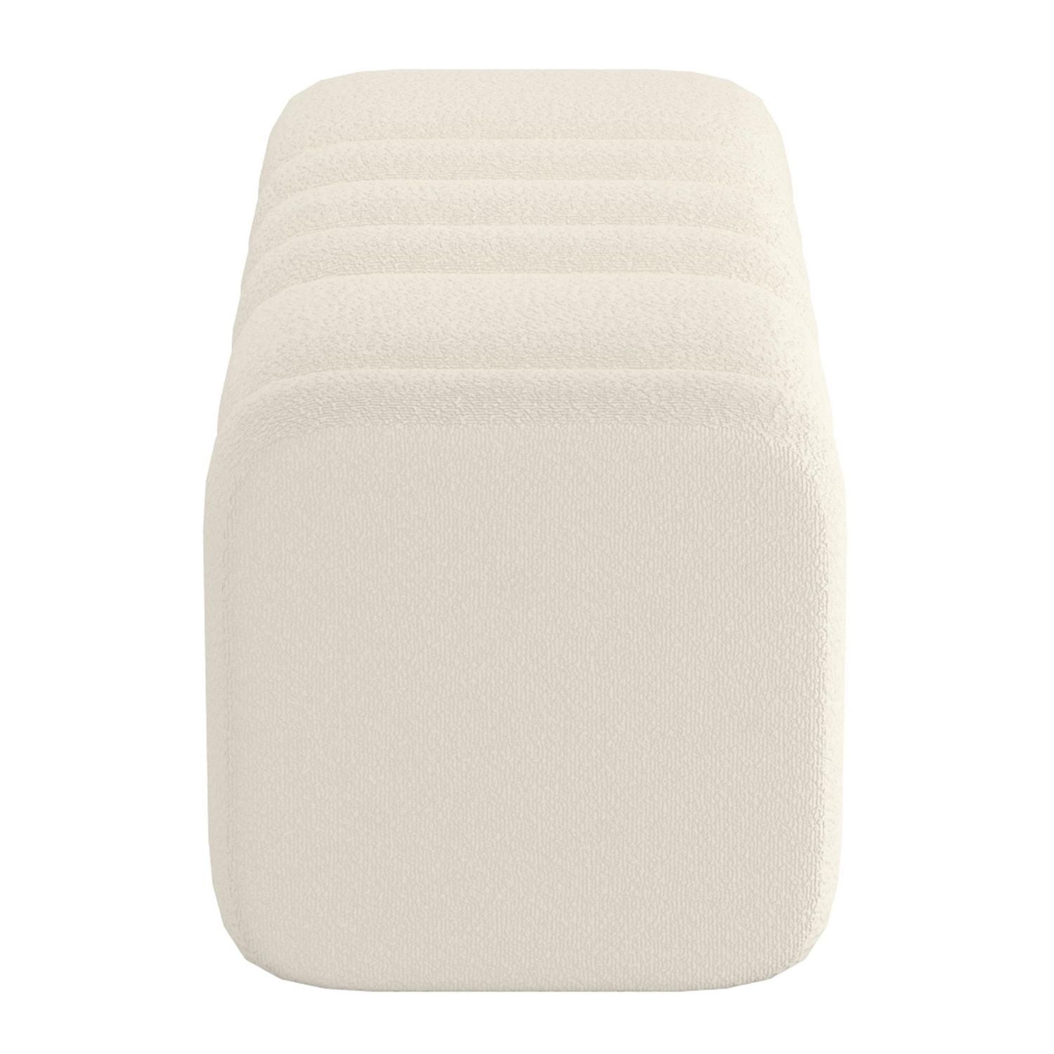 Contemporary Boucle Fabric Large Ottoman Bench - Ivory