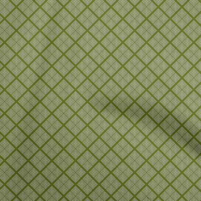 oneOone Silk Tabby Green Fabric Geometric Sewing Material Print Fabric By The Yard 42 Inch Wide