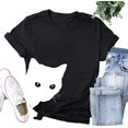 thumbnail image 1 of YourTops T-Shirt pour Femmes avec Chat Mignon (US L, 1-Black), 1 of 2
