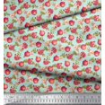thumbnail image 2 of Soimoi Green Poly Georgette Fabric Floral & Pomegranate Fruits Print Sewing Fabric BTY 52 Inch Wide, 2 of 6