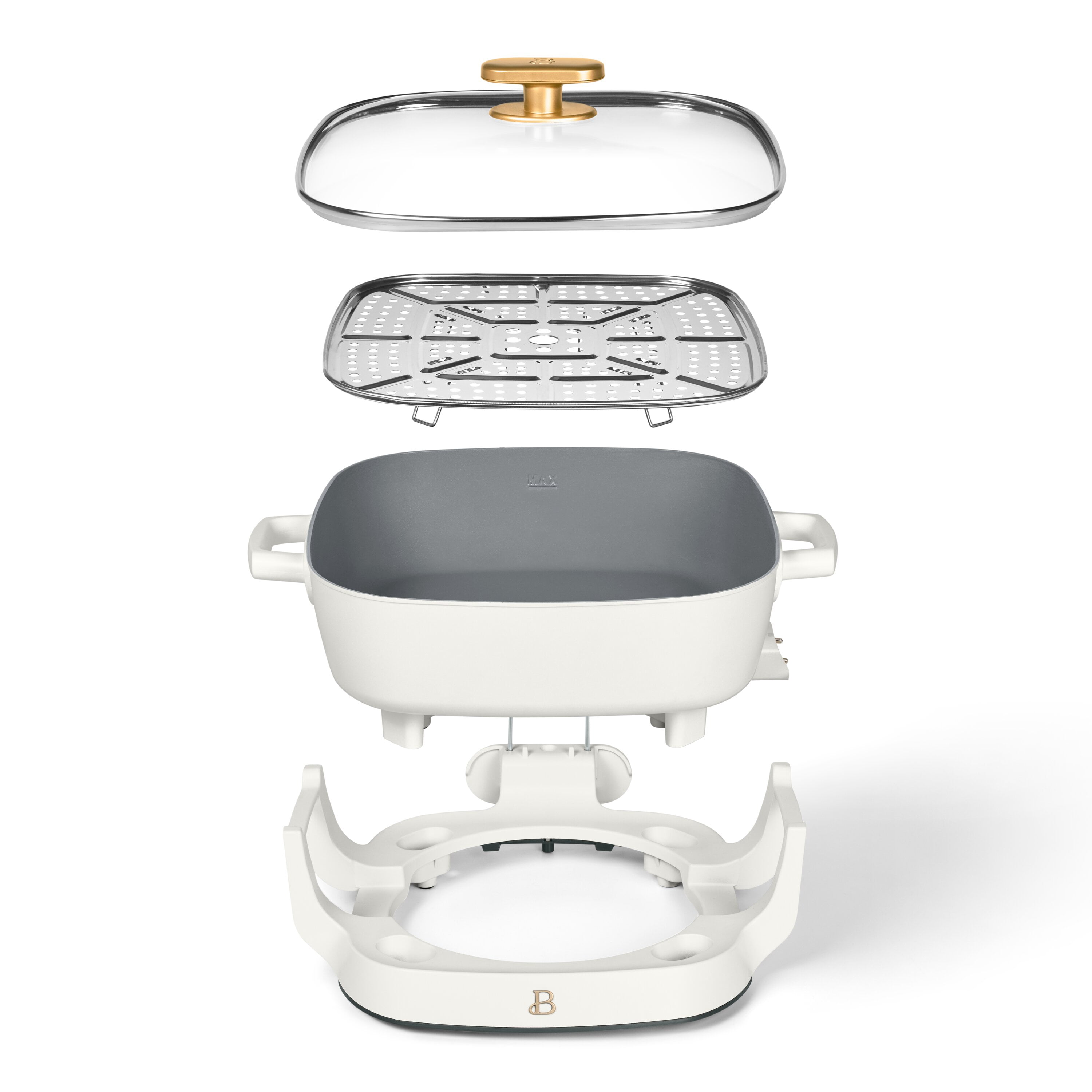 Beautiful By Drew Barrymore 5-in-1, 12" x 12" Detachable Electric Skillet with EverGood™ Ceramic Nonstick Coating