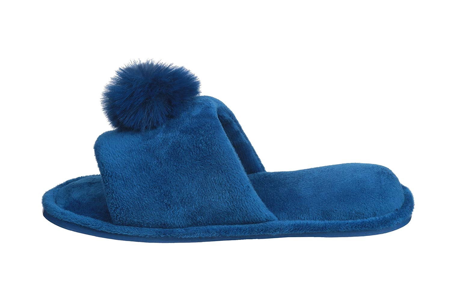 Popeez Pantoufles à Pompons à Bout Ouvert pour Filles (Grand/2-3 (US), Violet)