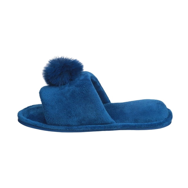 Popeez Pantoufles à Pompons à Bout Ouvert pour Filles (Grand/2-3 (US), Beige)