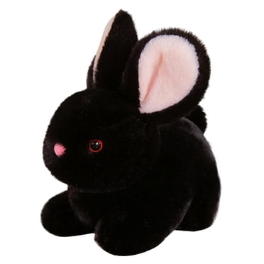 E-30 Black Fluffy Bunny Plush Toy Medium Stuffed Rabbit Doll Children Gifts Decor 20Cm High Soft Material