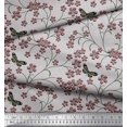 thumbnail image 2 of Soimoi Poly Georgette Fabric Insect,Leaves & Flower Floral Print Fabric by Yard 52 Inch Wide, 2 of 2