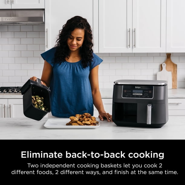 Ninja Foodi 8 Quart 2-Basket Air Fryer, Grey - DualZone Technology