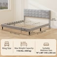 thumbnail image 3 of HOMCOM King Bed Frame with Upholstered Headboard Platform Bed Frame Grey, 3 of 10