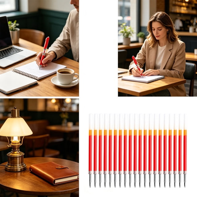 HCBY Plastic Ink Refill, 0.5mm Fine Point Gel Cartridge, Leak-proof Writing Refill, 20-Pack for Academic Work Daily Stationery