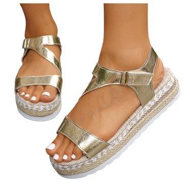 IUJSOY Womens Platform Espadrilles Sandals Open Toe Hook and Loop Strappy Summer Causal Shoes