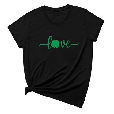 CEHVOM T-Shirt Décontracté pour Femmes à Manches Courtes avec Imprimé Trèfle de la Saint-Patrick