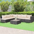 thumbnail image 4 of Costway 7PCS Patio Rattan Furniture Set Sectional Sofa Cushioned Garden Beige, 4 of 10