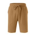 thumbnail image 4 of Ediodpoh Men Spring and Summer Pant Casual All Solid Color Painting Loose Plus Size Trouser Fashion Beach Pockets Short Linen Shorts for Men Khaki XXXXL, 4 of 6