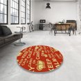 thumbnail image 4 of Ahgly Company Tapis Rond Lavable en Machine Intérieur Transitionnel Orange, 5 Pieds Rond, 4 of 7