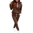 thumbnail image 2 of DPTALR Ensemble Décontracté Pull Uni pour Femmes Col Rond Manches Longues avec Capuche, 2 of 9