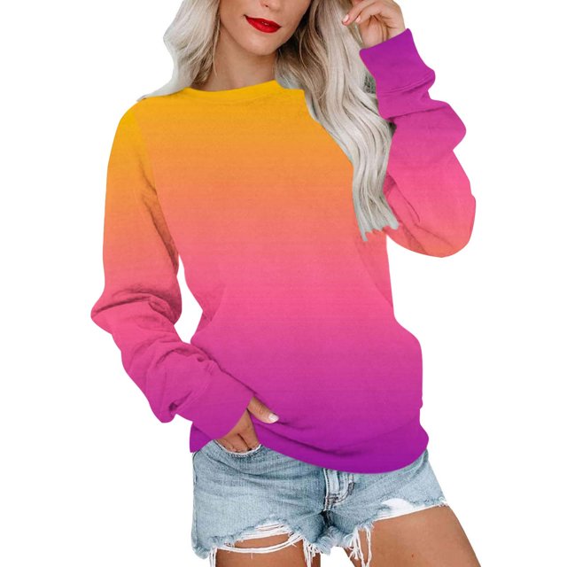 50 % de Réduction sur Chandail en Molleton Surdimensionné pour Femmes 2023 Col Rond Mode Décontractée Manches Longues Imprimé Chandail en Molleton Haut Blouse