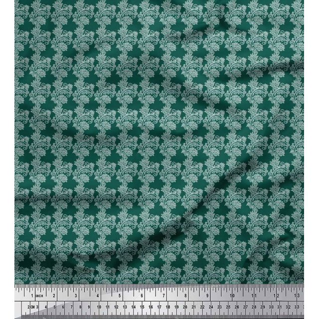 Soimoi Cotton Voile Fabric Stencil Floral Print Fabric by Yard 56 Inch Wide