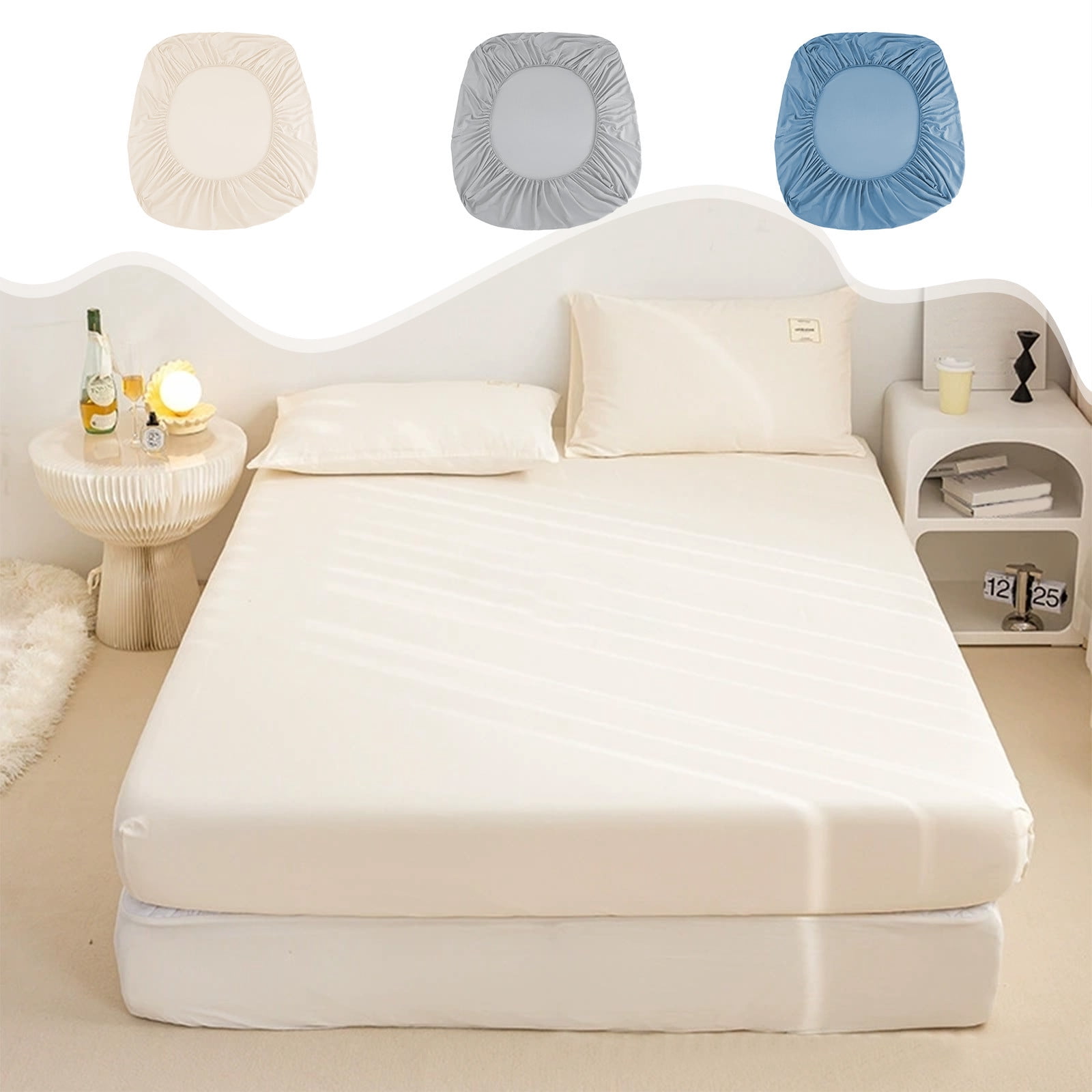 YOTQUSKI California King Fitted Sheet, Breathable Mattress Protector, Hypoallergenic & Soft Mattresses Cover for Hot Sleepers