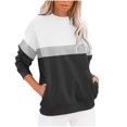 thumbnail image 1 of Meichang Sweatshirts pour Femmes Manches Longues Col Rond Décontracté Pull Mode Bloc de Couleur Sweatshirts Confortables Automne Pull avec Poche, 1 of 4