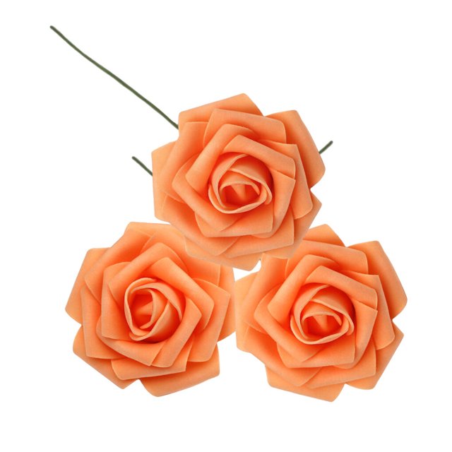 Xingzhi 50 Pieces Home Office Hotel Portable Realistic Artificial Flowers Indoor Outdoor Wedding Reusable Simulation Roses Orange