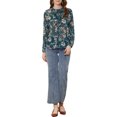 thumbnail image 2 of INSPIRE CHIC Women's Ruffle Collar Long Sleeve Button Down Floral Shirt XL Green, 2 of 6