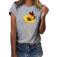 thumbnail image 1 of Nouveau T-Shirt pour Femmes un Petit Tournesol Manches Courtes Col Rond T-Shirt d'Été pour Dames Tee Blouse, 1 of 3