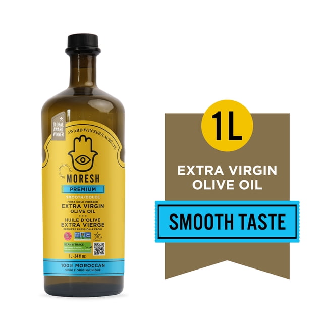 Moresh® Single Origin Extra Virgin Olive Oil, Contains Polyphenols, Glass Bottle, 1L