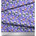thumbnail image 3 of Soimoi Georgette Viscose Fabric Tree & House Architectural Decor Fabric Printed Yard 42 Inch Wide, 3 of 5