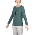 thumbnail image 1 of Chandail en modal à Manches Longues pour Femmes, Doux et Confortable, Mode, Col Ras du Cou, avec Imprimé Graphique, 1 of 4
