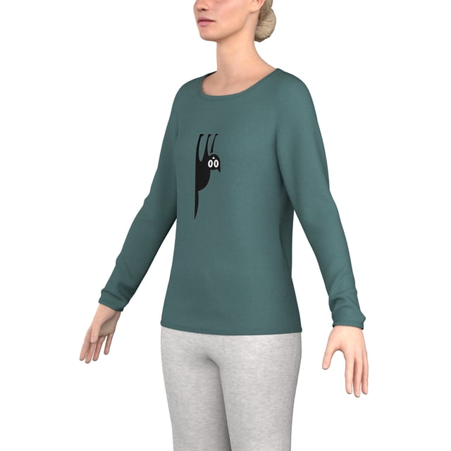 Chandail en modal à Manches Longues pour Femmes, Doux et Confortable, Mode, Col Ras du Cou, avec Imprimé Graphique