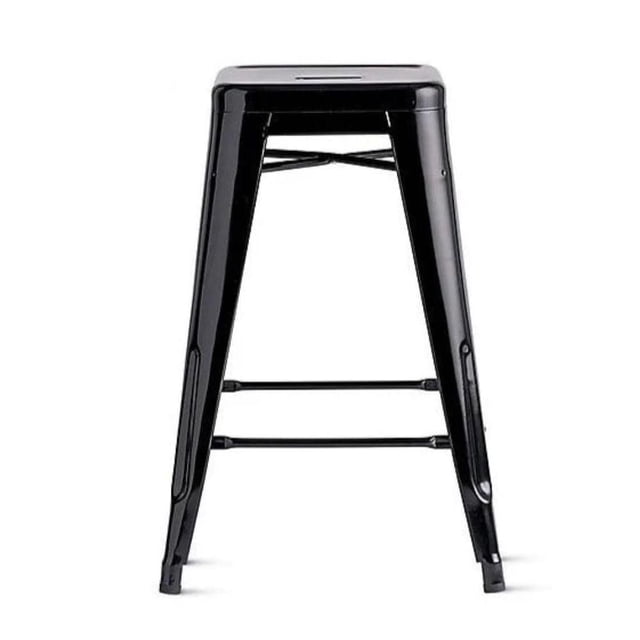 Heavenly Collection Tabouret de Comptoir en Métal, Sans Dossier et Empilable, en Acier Noir Résistant aux Rayures avec Siège Carré et Barres Croisées Renforcées, Résistant aux Intempéries et Adapté aux Sièges de Cuisine et de Salle à Manger Intérieurs et Extérieurs.