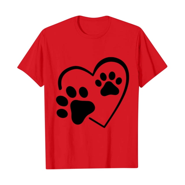 Plebaso T-Shirts pour Femmes à Imprimé Cœur, Col Rond, Coupe Ample, T-Shirts Décontractés à Manches Courtes, T-Shirts Graphiques pour Femmes