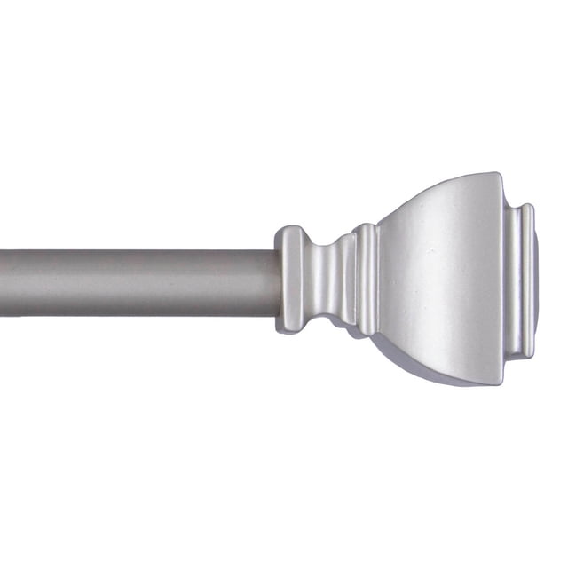 Mainstays 48-84 Po Benton Tringle à Rideaux de Café Petite Réglable pour Fenêtre, Fini nickel Brossé, Gros Plan sur le Côté de la Tringle Télescopique de 1/2 Po de Diamètre avec Embout Décoratif, Idéale pour Rideaux et Voilages Légers sur Petites Fenêtres.