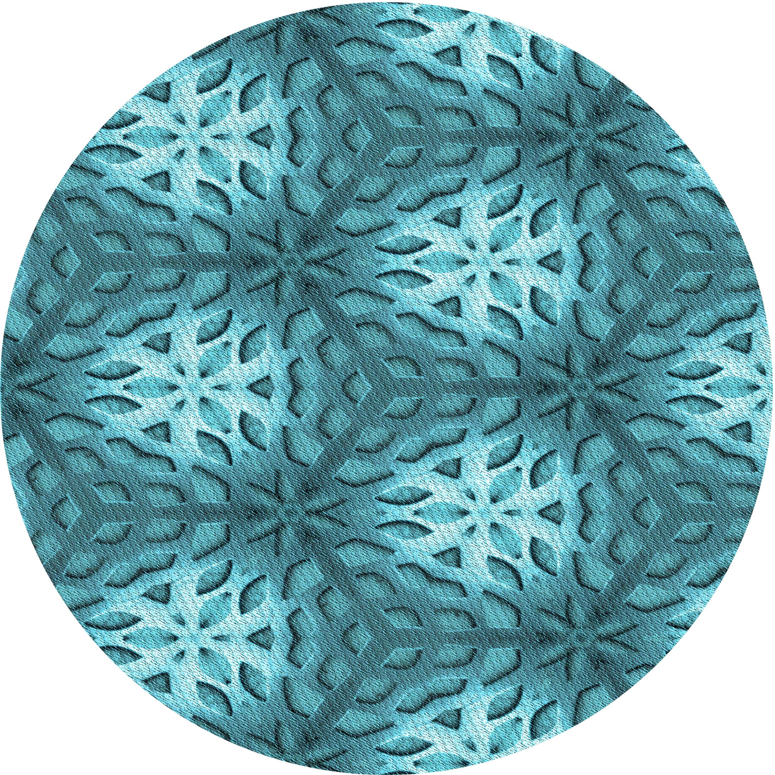 Ahgly Company Tapis d'Intérieur Ronds de Style Transitionnel Lavables à la Machine, Vert Sarcelle, 7 Pieds Rond