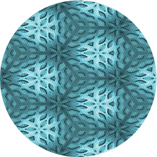 Ahgly Company Tapis d'Intérieur Ronds de Style Transitionnel Lavables à la Machine, Vert Sarcelle, 4 Pieds Rond