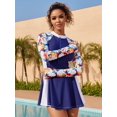 thumbnail image 3 of Charmo Maillot Dermoprotecteur Deux Pièces pour Femmes à Manches Longues avec Trous pour les Pouces, Robe de Bain à Fermeture Éclair avec Culotte, 3 of 7