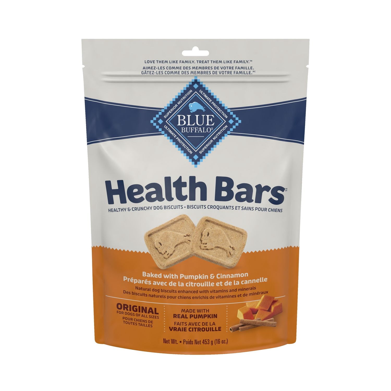 Blue Buffalo Health Bars Crunchy Dog Biscuits, Pumpkin & Cinnamon Dog Biscuits, 16-oz. Bag