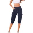 thumbnail image 1 of Timegard Cargo Shorts for Women Elastic High Waisted Drawstring Sweatshorts Outdoor Half Pants with Pockets, 1 of 7
