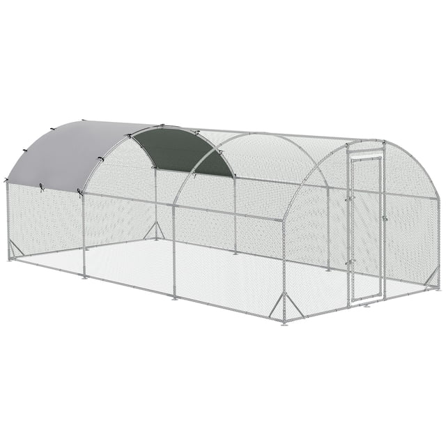 PawHut Galvanized Large Metal Chicken Coop Cage 9.2' x 18.7' x 6.5'