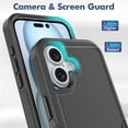 thumbnail image 3 of [PST] iPhone 16 Plus Hard Case, Dual Layers Heavy Duty Rubber Armor Bumper Hard Case Cover, 3 of 5