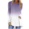 thumbnail image 2 of Styesk Chemises à Manches Longues pour Femmes Grande Taille Chemise Rayée Tendance Col Rond Ample Tunique Décontractée Dégradé Douce Légère, 2 of 5