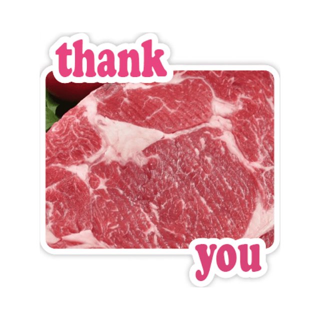 Red Steak Raw Meat Food Texture Thank You Stickers Quote Grateful