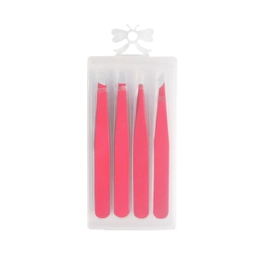 EGNMCR Ensemble de Pinces à Sourcils en Acier Inoxydable, Pinces à Épiler dans une Boîte en Plastique, 4 Pcs Pinces à Sourcils
