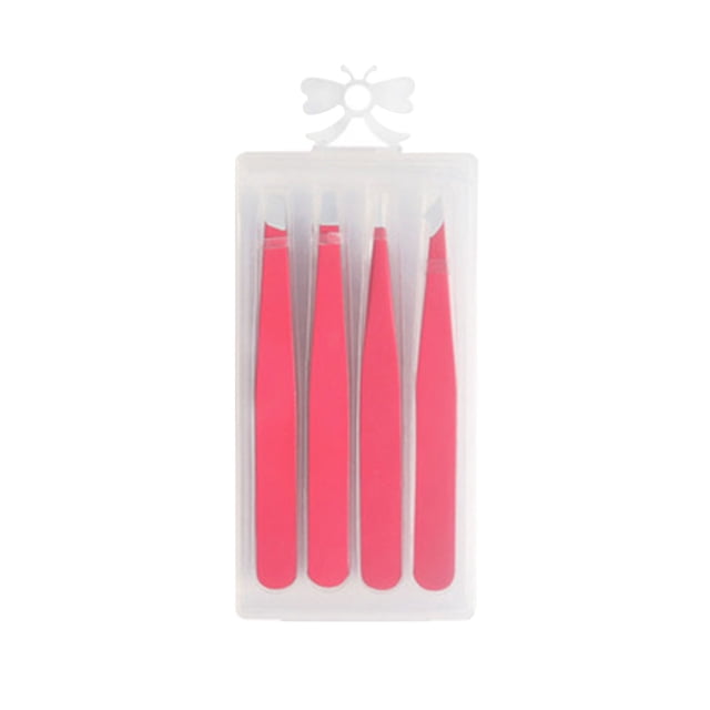 mtvxesu Stainless Steel Eyebrow Clip Set Plucking Tweezers In Plastic Box 4PC Sale