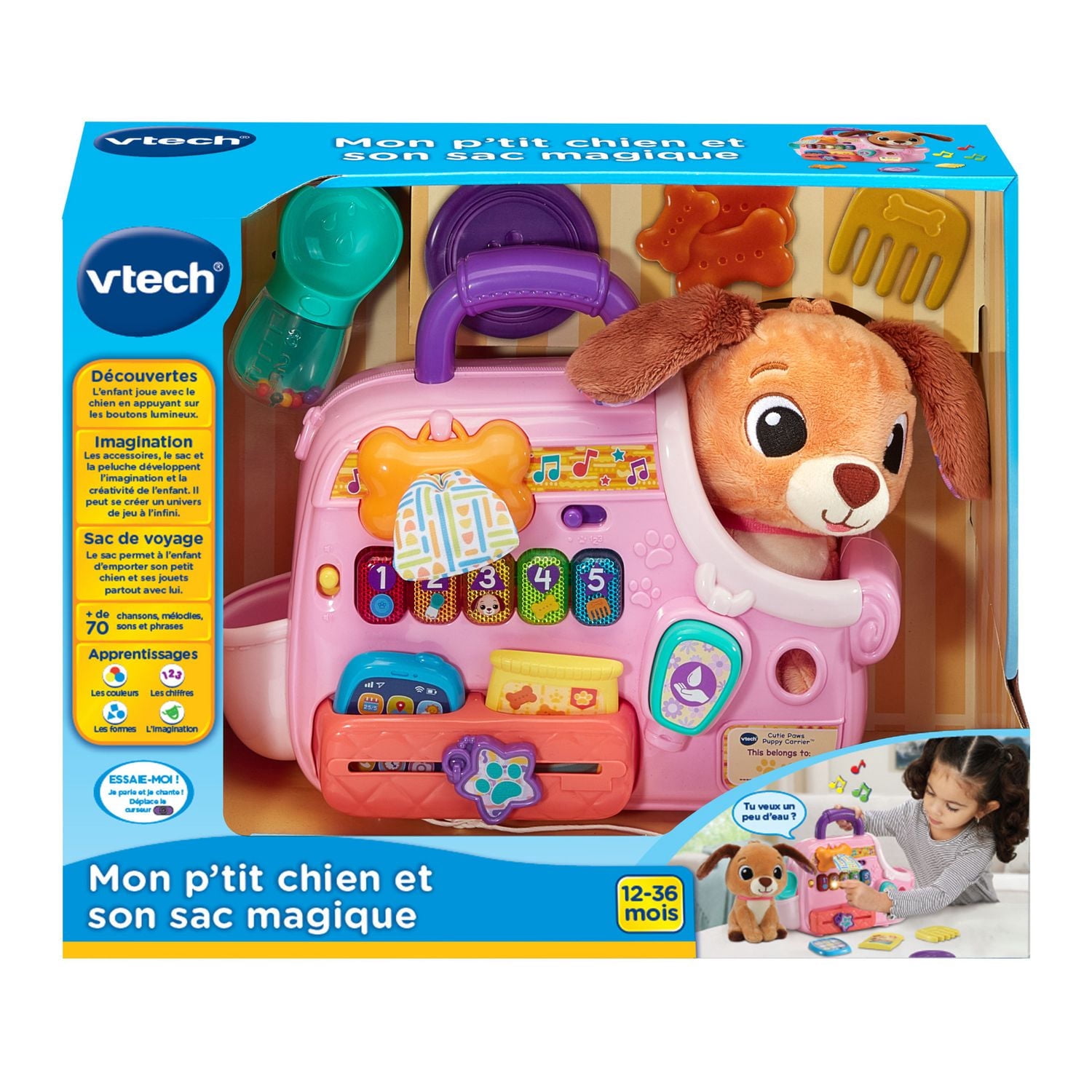VTech Mon p'tit chien et son sac magique avec chiot en peluche- Version française