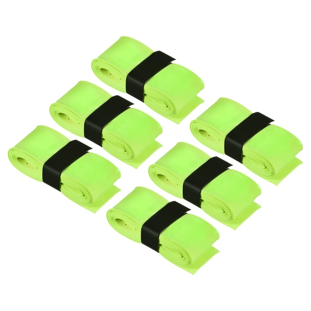 Unique Bargains 43.3' Non-Slip PU Tennis Racket Overgrip Tape Wraps with Hole Light Green 6 Pack