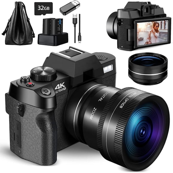NBD Appareil Photo Numérique 4K Ultra HD 48MP Tout-en-un pour Vlog avec Objectif Grand-Angle, Zoom Numérique 16x et Écran 3 Pouces