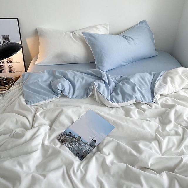 Queen Bedding Set under $5! CQCYD Queen Size Bedding Set, 4 Piece Bedding Collection, Washed Cotton Sheets, Teen Dorm Bedding, Comfortable Bed Set, Fresh Color Design, Complete Bedding Package